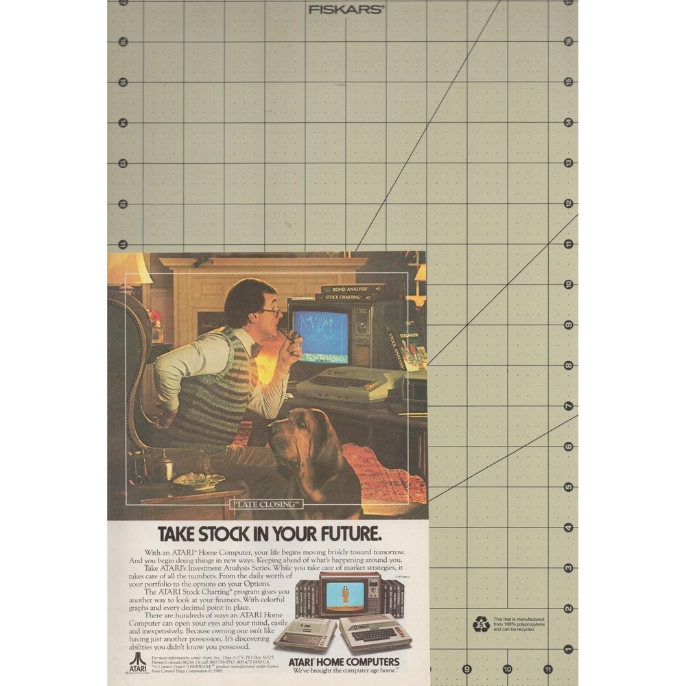 1982‎ Atari Home Computer Vintage Print Ad Retro Tech Finance Wall Art Decor - Picture 2 of 3